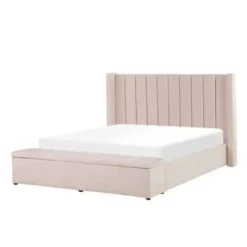 NOYERS - Bed met opbergruimte - Roze - 160 x 200 cm - Fluweel