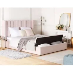 NOYERS - Bed met opbergruimte - Roze - 180 x 200 cm - Fluweel