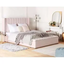 NOYERS - Bed met opbergruimte - Roze - 180 x 200 cm - Fluweel