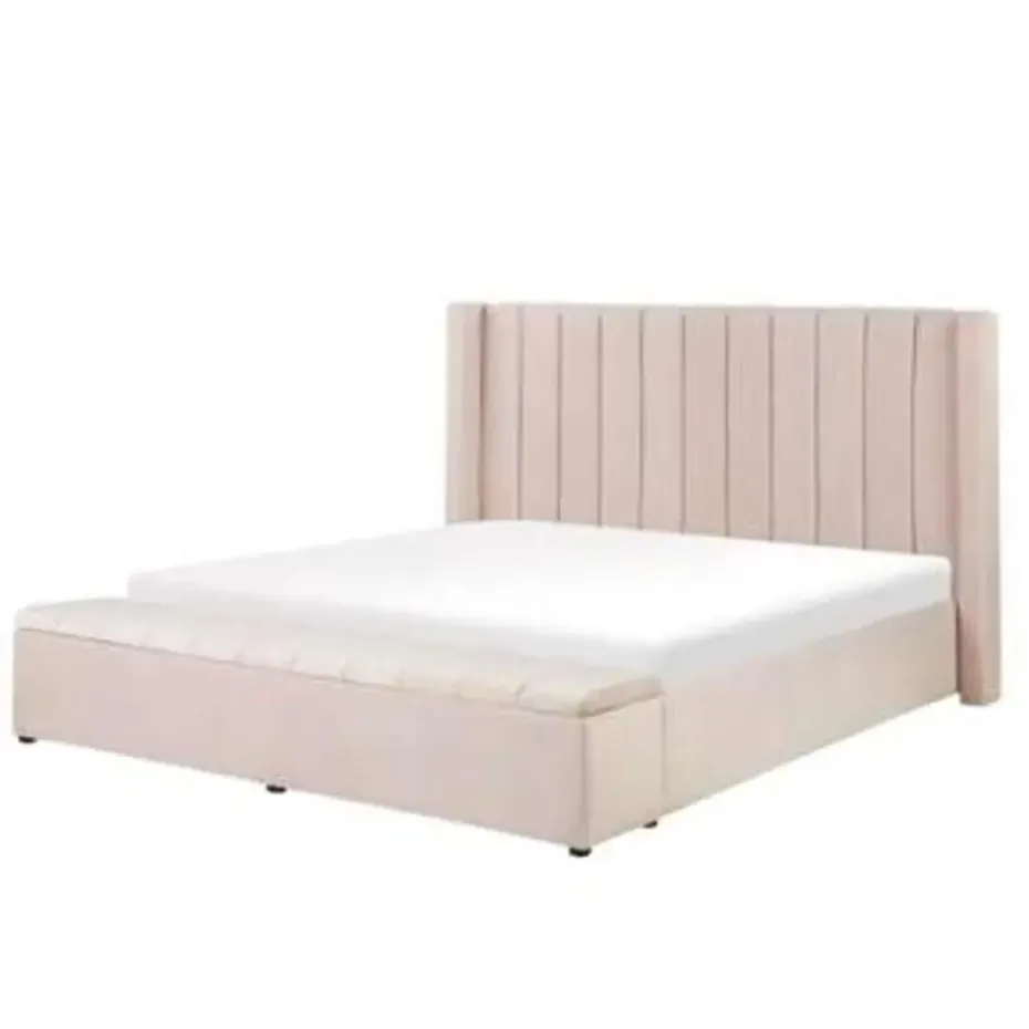 NOYERS - Bed met opbergruimte - Roze - 180 x 200 cm - Fluweel