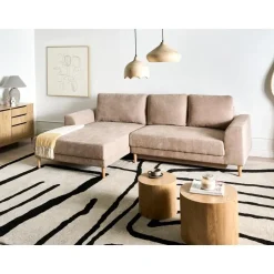 NUBORG - Hoekslaapbank 3-zits - Lichtbruin - Rechtszijdig - Chenille