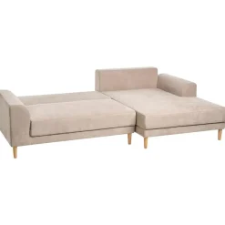 NUBORG - Hoekslaapbank 3-zits - Lichtbruin - Linkszijdig - Chenille