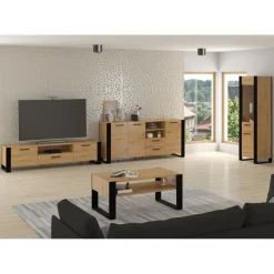 NUKA D dressoir 197 cm zwart artisan eiken