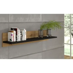 NUKA G wandplank 100 cm artisan eiken zwart mat