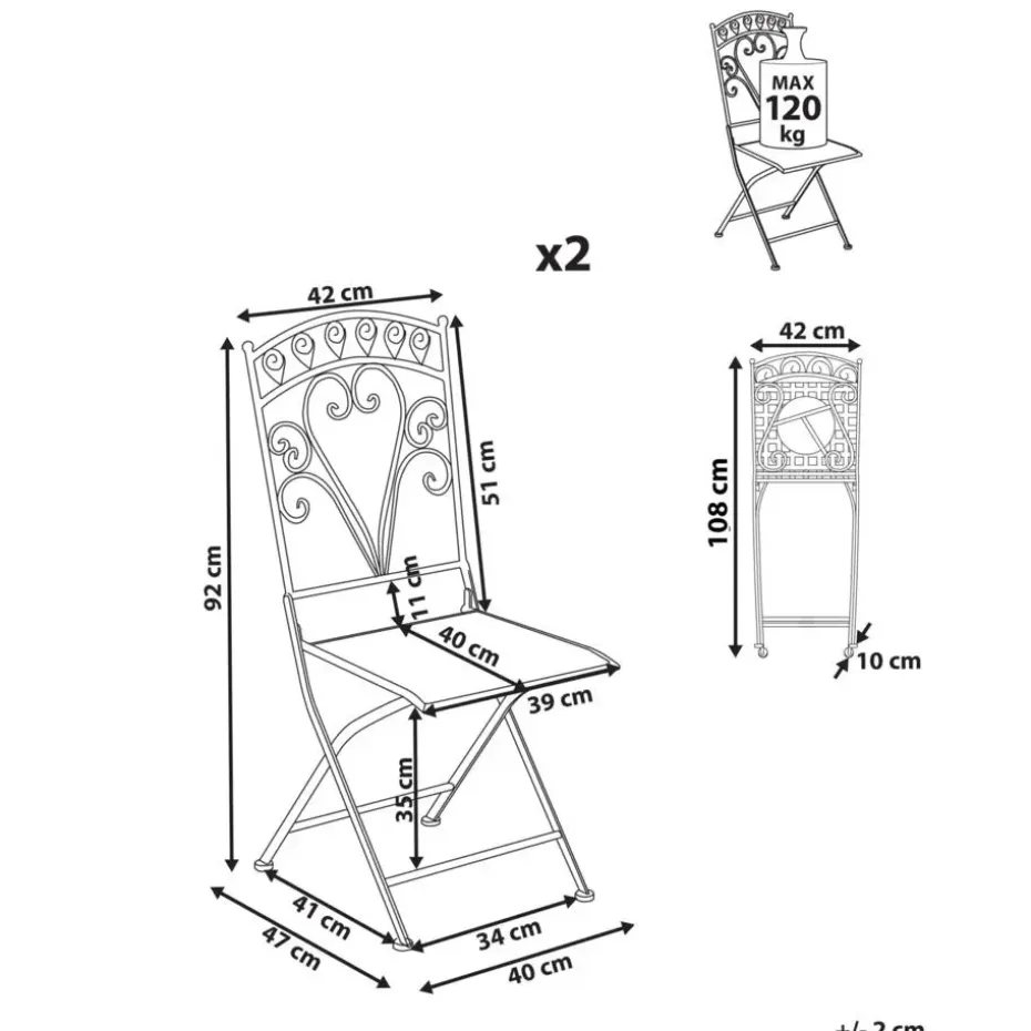 NURRA - Set van 2 tuinstoelen - Grijs - IJzer