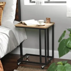 O'DADDY Bijzettafel Mangohout - Met Wielen en Pootjes - 50x35x55 cm