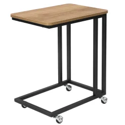 O'DADDY Bijzettafel Mangohout - Met Wielen en Pootjes - 50x35x55 cm