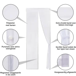 O’DADDY Deurgordijn – Vliegengordijn Magnetisch - 92x230cm – hor Wit