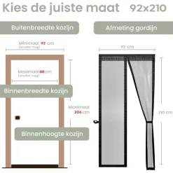O'DADDY Deurgordijn Deluxe FIBER - Magnetisch Vliegengordijn 92x210 Zwart