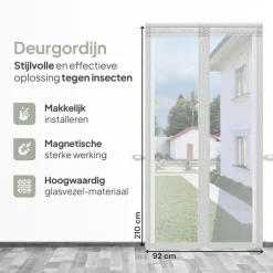 O'DADDY Deurgordijn Deluxe FIBER 92x210 - Magnetisch Vliegengordijn Wit