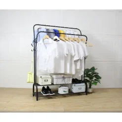 O'DADDY Dubbel Kledingrek met Schoenenrek - Zwart - 110x33x(137-157) cm