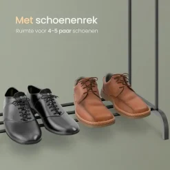 O'DADDY Dubbel Kledingrek Metaal Zwart met Schoenenrek 110x54x(130-150)cm