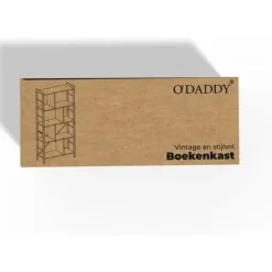 O'DADDY Industrieel Boekenkast - 74x30x150cm - Vintage Bruin/Zwart Metaal
