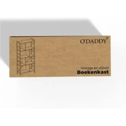 O'DADDY Industrieel Boekenkast - 74x30x150cm - Vintage Bruin/Zwart Metaal