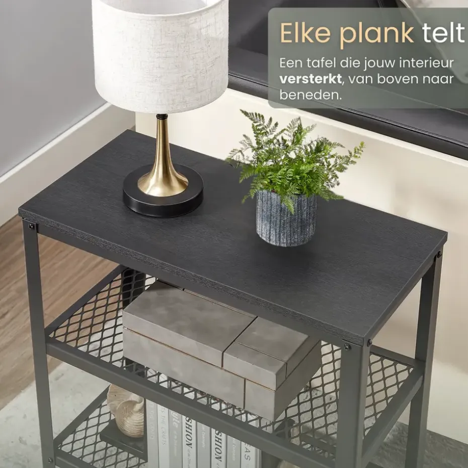 O'DADDY Industriële Wandtafel - 2 Gaasplanken - 60x30x60 cm - Zwart