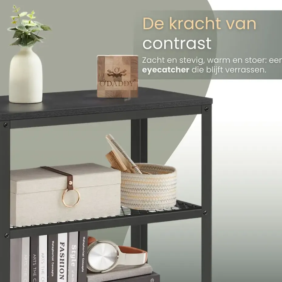O'DADDY Industriële Wandtafel - 2 Gaasplanken - 60x30x60 cm - Zwart