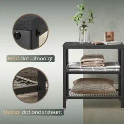 O'DADDY Industriële Wandtafel - 2 Gaasplanken - 60x30x60 cm - Zwart