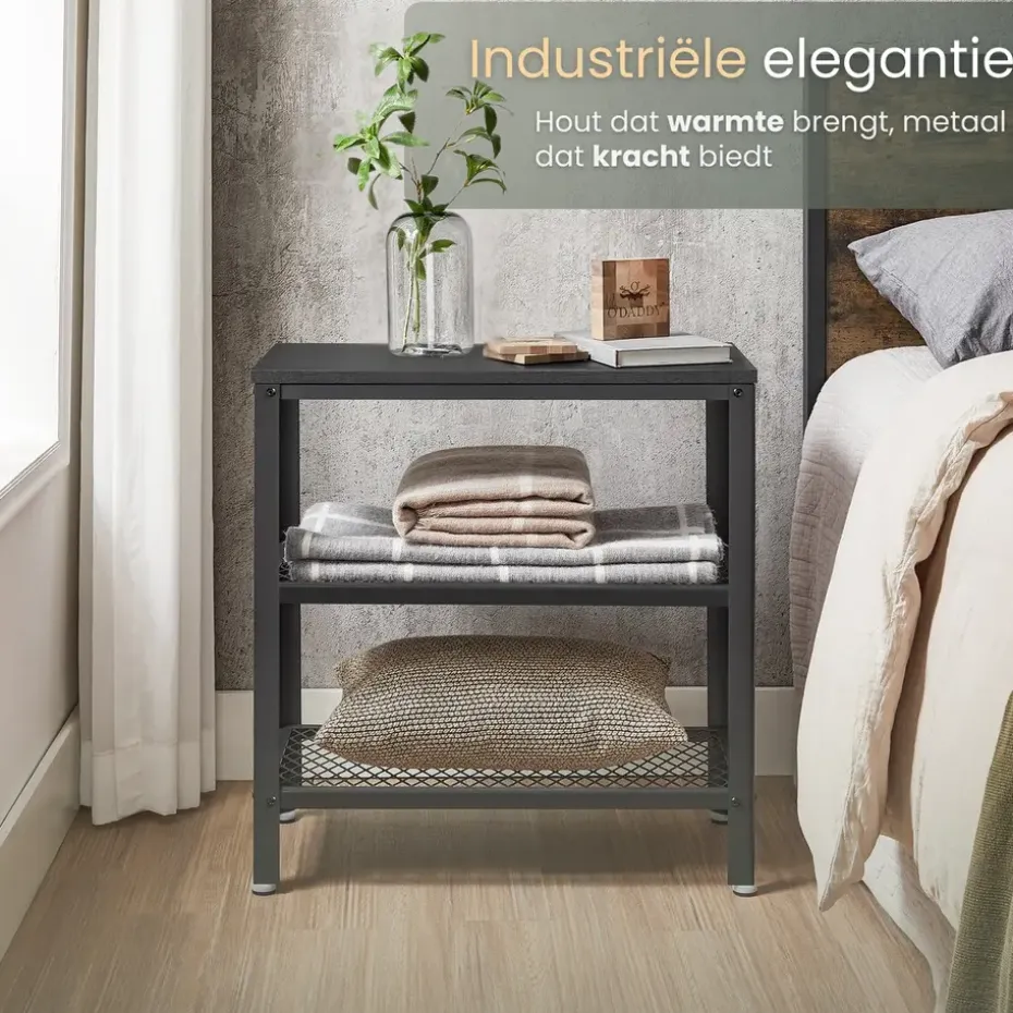 O'DADDY Industriële Wandtafel - 2 Gaasplanken - 60x30x60 cm - Zwart