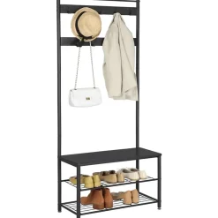 O'DADDY Kapstok met Schoenenrek - Zwart - 9 Haken - 2-Laags Rek