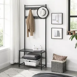 O'DADDY Kapstok met Schoenenrek - Zwart - 9 Haken - 2-Laags Rek