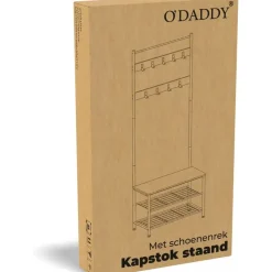 O'DADDY Kapstok met Schoenenrek - Zwart - 9 Haken - 2-Laags Rek