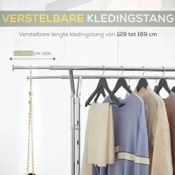 O'DADDY Kledingrek - Dubbele Stang - Uitschuifbaar & Verstelbaar - 110 kg