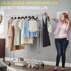 O'DADDY Kledingrek - Dubbele Stang - Uitschuifbaar & Verstelbaar - 110 kg