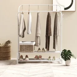 O'DADDY Kledingrek met Dubbel Schoenenrek - Wit - 110x33x(137-157) cm