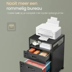 O'DADDY Ladekast - Nachtkastje - 44x42x69 cm - Zwart - Mobiel en Duurzaam