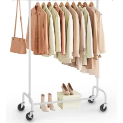 O'DADDY Verstelbaar Kledingrek op Wielen - 130 Kg Draagvermogen - Roestvrij