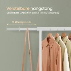 O'DADDY Verstelbaar Kledingrek op Wielen - 130 Kg Draagvermogen - Roestvrij