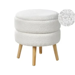 OKATON - Hocker met opbergruimte - Wit - Bouclé