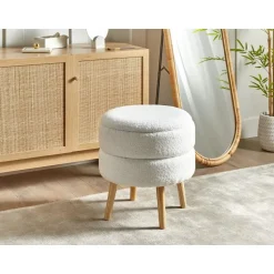 OKATON - Hocker met opbergruimte - Wit - Bouclé