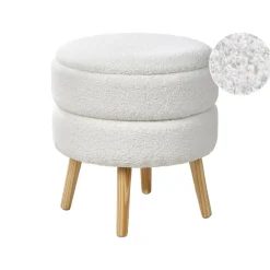 OKATON - Hocker met opbergruimte - Wit - Bouclé