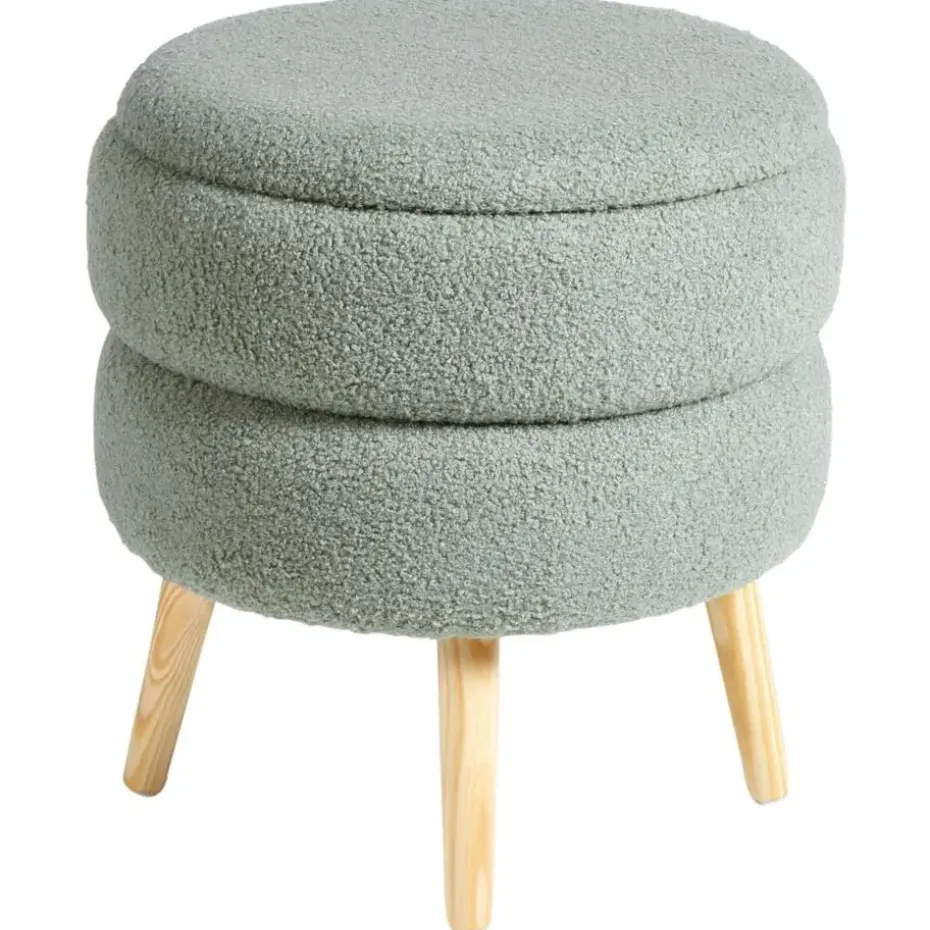 OKATON - Hocker met opbergruimte - Groen - Bouclé