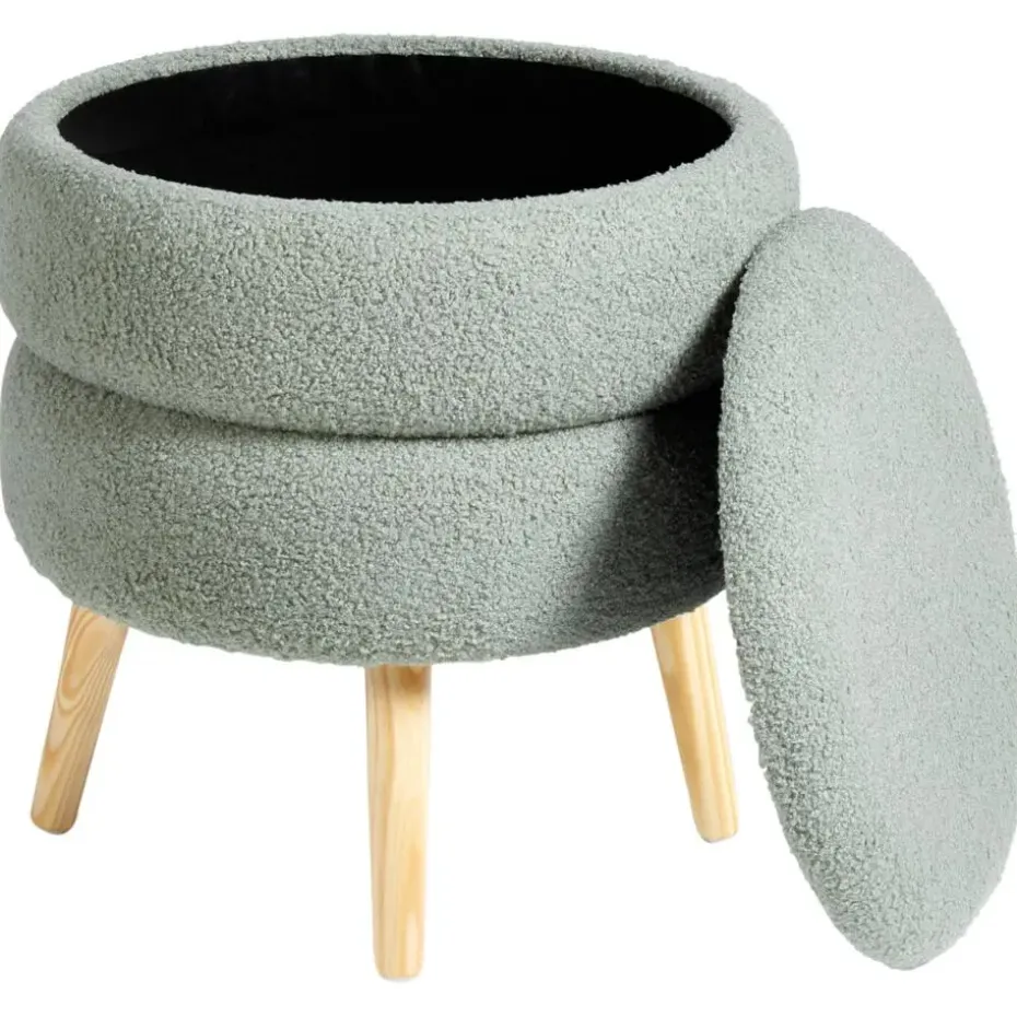 OKATON - Hocker met opbergruimte - Groen - Bouclé