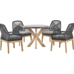 OLBIA - Tuinset voor 4 Rond - Grijs/Zwart - Vezelcement