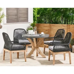 OLBIA - Tuinset voor 4 Rond - Grijs/Zwart - Vezelcement