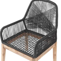 OLBIA - Tuinset voor 4 Rond - Grijs/Zwart - Vezelcement