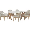OLBIA - Tuinset voor 6 stoelen - Wit/Beige - Vezelcement