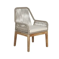 OLBIA - Tuinset voor 6 stoelen - Wit/Beige - Vezelcement