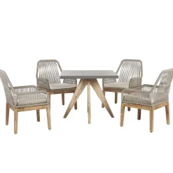 OLBIA - Tuinset voor 4 Vierkant - Grijs/Beige - Vezelcement