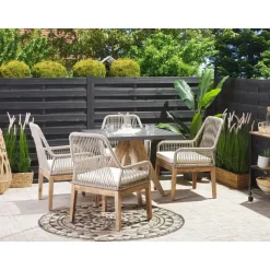 OLBIA - Tuinset voor 4 Vierkant - Grijs/Beige - Vezelcement