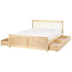 OLENDON - Bed met 4 lades - Lichtbruin - 140 x 200 cm - Dennenhout