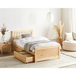 OLENDON - Bed met 4 lades - Lichtbruin - 90 x 200 cm - Dennenhout