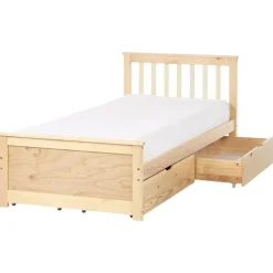 OLENDON - Bed met 4 lades - Lichtbruin - 90 x 200 cm - Dennenhout