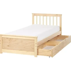 OLENDON - Bed met opbergruimte - Lichtbruin - 90 x 200 cm - Dennenhout