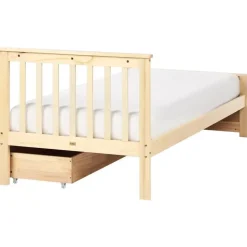 OLENDON - Bed met opbergruimte - Lichtbruin - 90 x 200 cm - Dennenhout