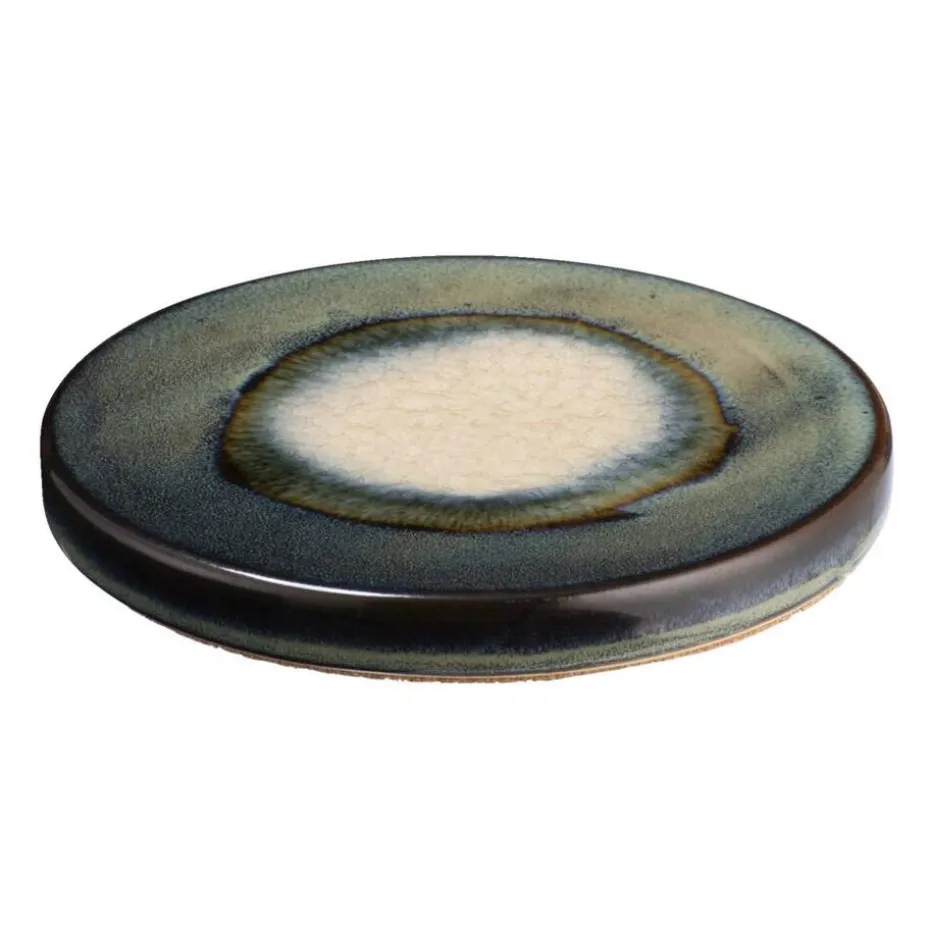 Onderzetter glazuur - blauw keramiek - Ø11 cm