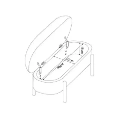 Opbergbank Stof Beige - Met Opbergruimte - 108x41x48cm - Vieve